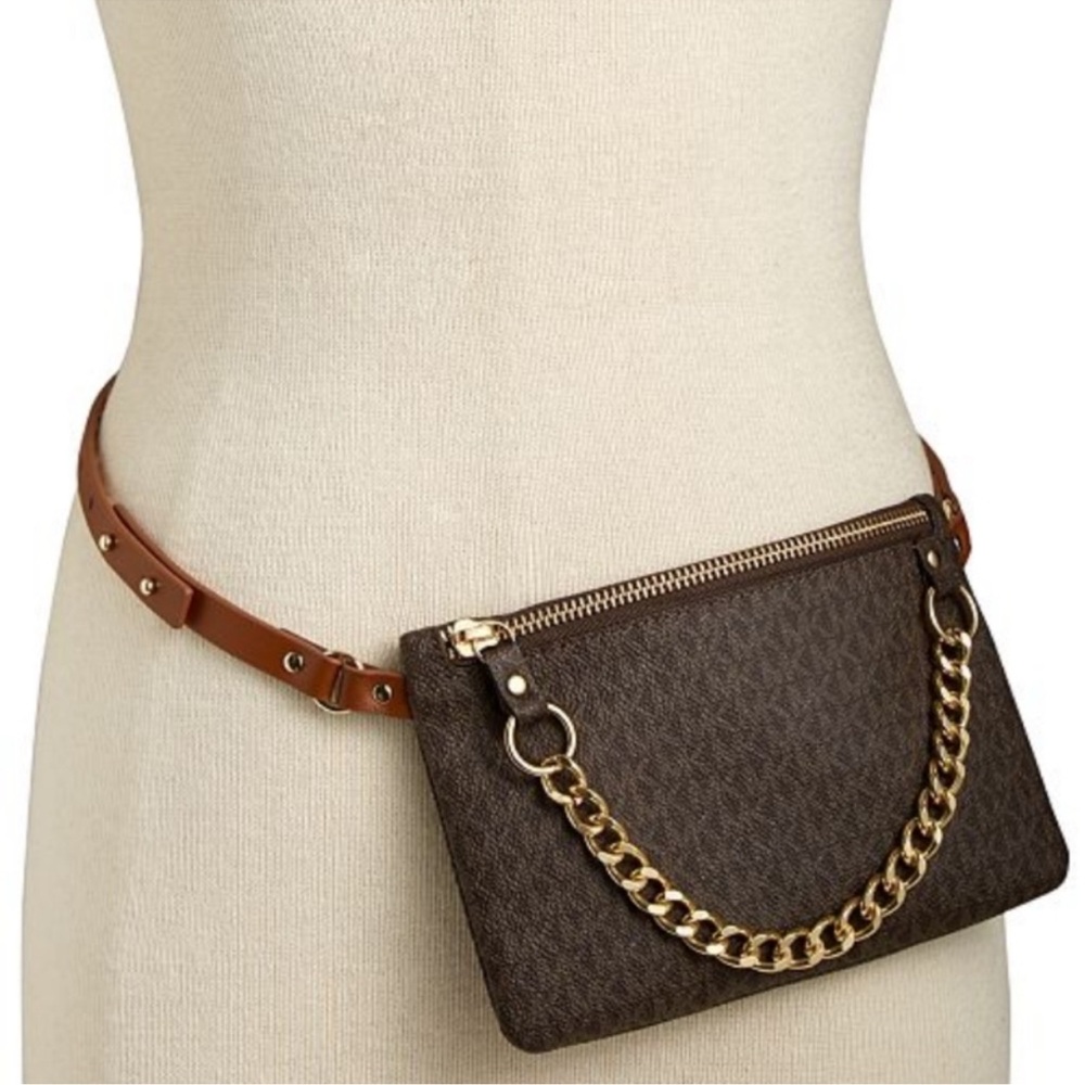 Michael Kors Dark Brown Monogram Waist Bag/Belt AUTHENTIC